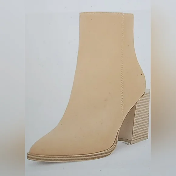 NIB  BACK ZIP BOOTIES SLIP ON CHUNKY HEEL POINTED CASUAL BOHO 6.5 3.25 HE… - Picture 3 of 12